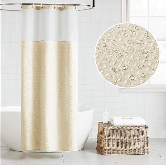 New Beige Waterproof Shower curtains shipped fast PB - Picture 1 of 11